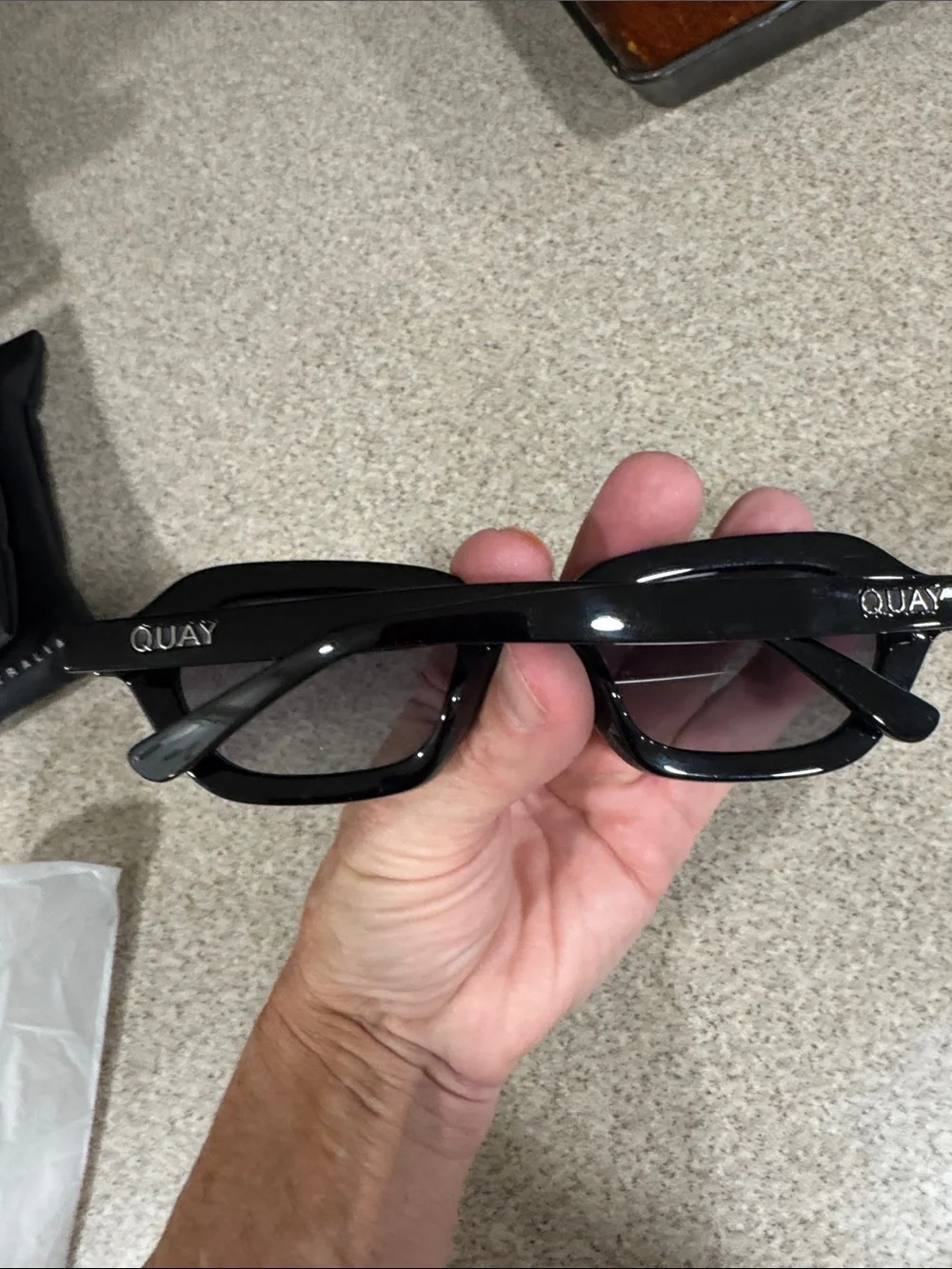 Quay Australia Black Oversized Rectangular Sunglasses
